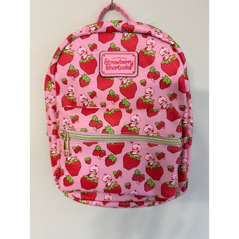 Strawberry Shortcake Mini Backpack Women Small Pink Strawberry Print NWT